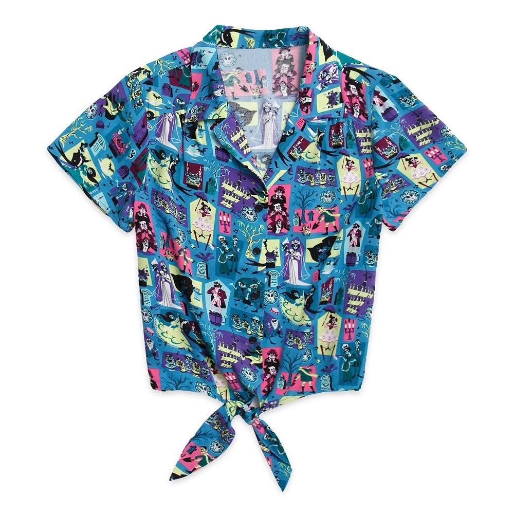 Disney Parks Haunted Mansion Her Universe Tie-Front Button-Up Camp Shirt Large